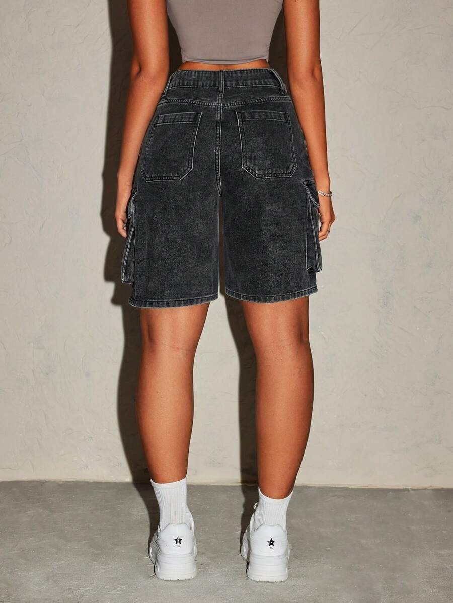 SHEIN ICON Women's Summer Casual Washed Denim Shorts