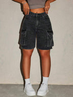 SHEIN ICON Women's Summer Casual Washed Denim Shorts