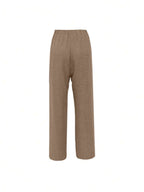 EMERY ROSE Women's Denim Effect Linen Blend Pants With Lace Hem Fall Cloth For Women