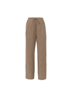 EMERY ROSE Women's Denim Effect Linen Blend Pants With Lace Hem Fall Cloth For Women