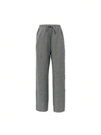 EMERY ROSE Women's Denim Effect Linen Blend Pants With Lace Hem Fall Cloth For Women