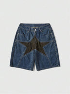 ROMWE Grunge Punk Women Star Low Waist Denim Shorts, School