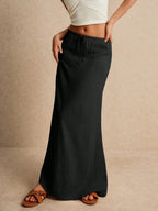 Poéselle Women's Skirt, Floor Length Maxi Skirt, Tie At Waist, Cute Skirt, Low Waist Skirt