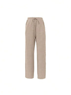 EMERY ROSE Women's Denim Effect Linen Blend Pants With Lace Hem Fall Cloth For Women