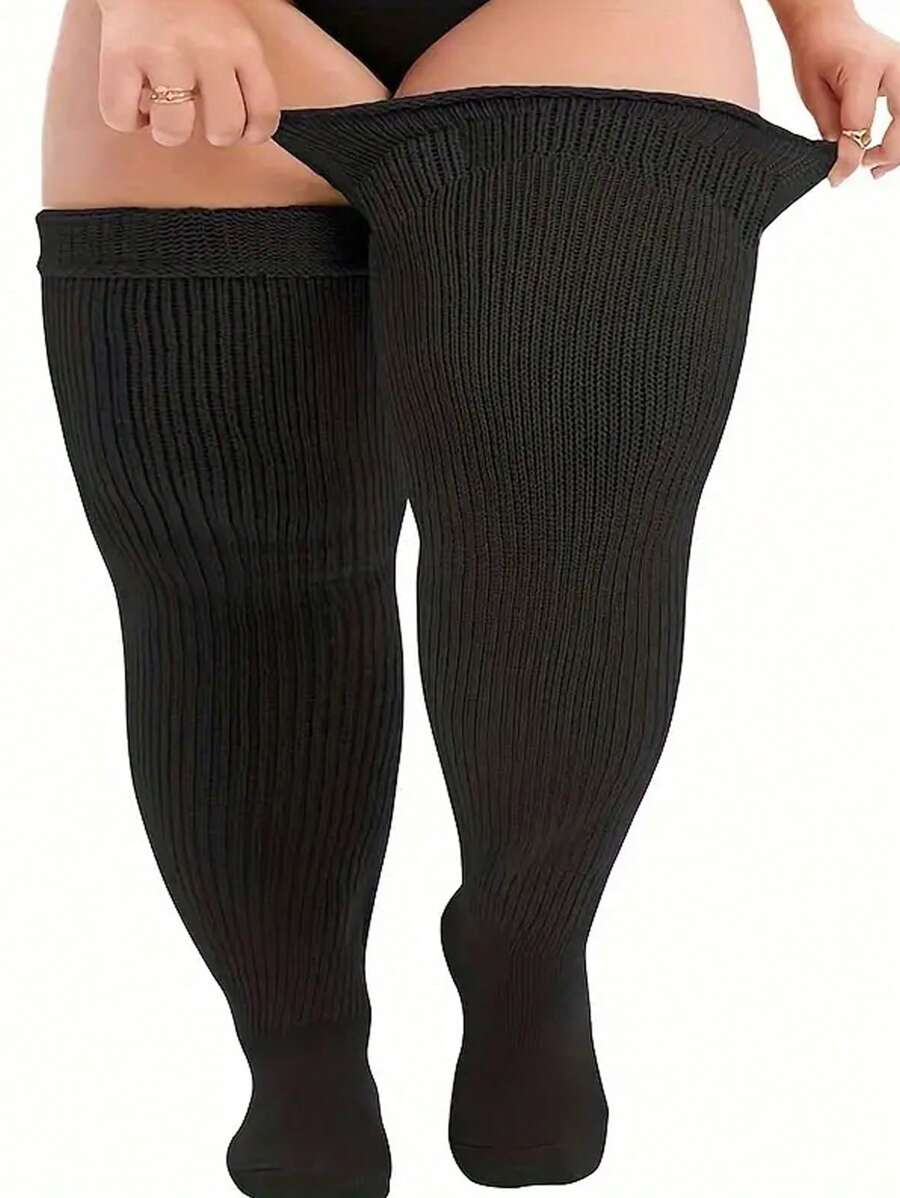 Plus Size Thigh High Socks For  - Extra Wide & Long Knit Thigh High Socks, Cozy