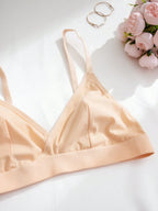 5pcs Women's Solid Color Non-Wired Bra With Spaghetti Strap