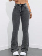 Flexra Women Flared Pocket Casual All-Match Denim Flared Jeans Y2k Bootcut Jeans