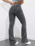 Flexra Women Flared Pocket Casual All-Match Denim Flared Jeans Y2k Bootcut Jeans