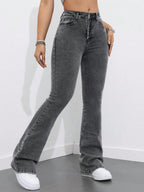 Flexra Women Flared Pocket Casual All-Match Denim Flared Jeans Y2k Bootcut Jeans