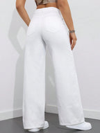 SHEIN ICON Women's Loose Fit Wide Leg Pockets Casual Versatile Jeans Pants