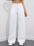 SHEIN ICON Women's Loose Fit Wide Leg Pockets Casual Versatile Jeans Pants