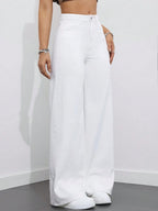 SHEIN ICON Women's Loose Fit Wide Leg Pockets Casual Versatile Jeans Pants