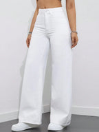 SHEIN ICON Women's Loose Fit Wide Leg Pockets Casual Versatile Jeans Pants