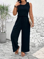 EMERY ROSE Plus Size Women's Solid Color Simple Sleeveless Jumpsuit For Daily Wear