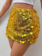 BamGleam Sequin Mini Bodycon Skirt For Holiday Party Clothes