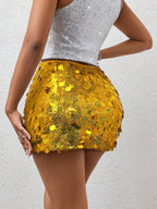 BamGleam Sequin Mini Bodycon Skirt For Holiday Party Clothes