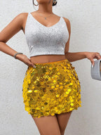 BamGleam Sequin Mini Bodycon Skirt For Holiday Party Clothes