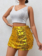 BamGleam Sequin Mini Bodycon Skirt For Holiday Party Clothes