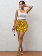 BamGleam Sequin Mini Bodycon Skirt For Holiday Party Clothes