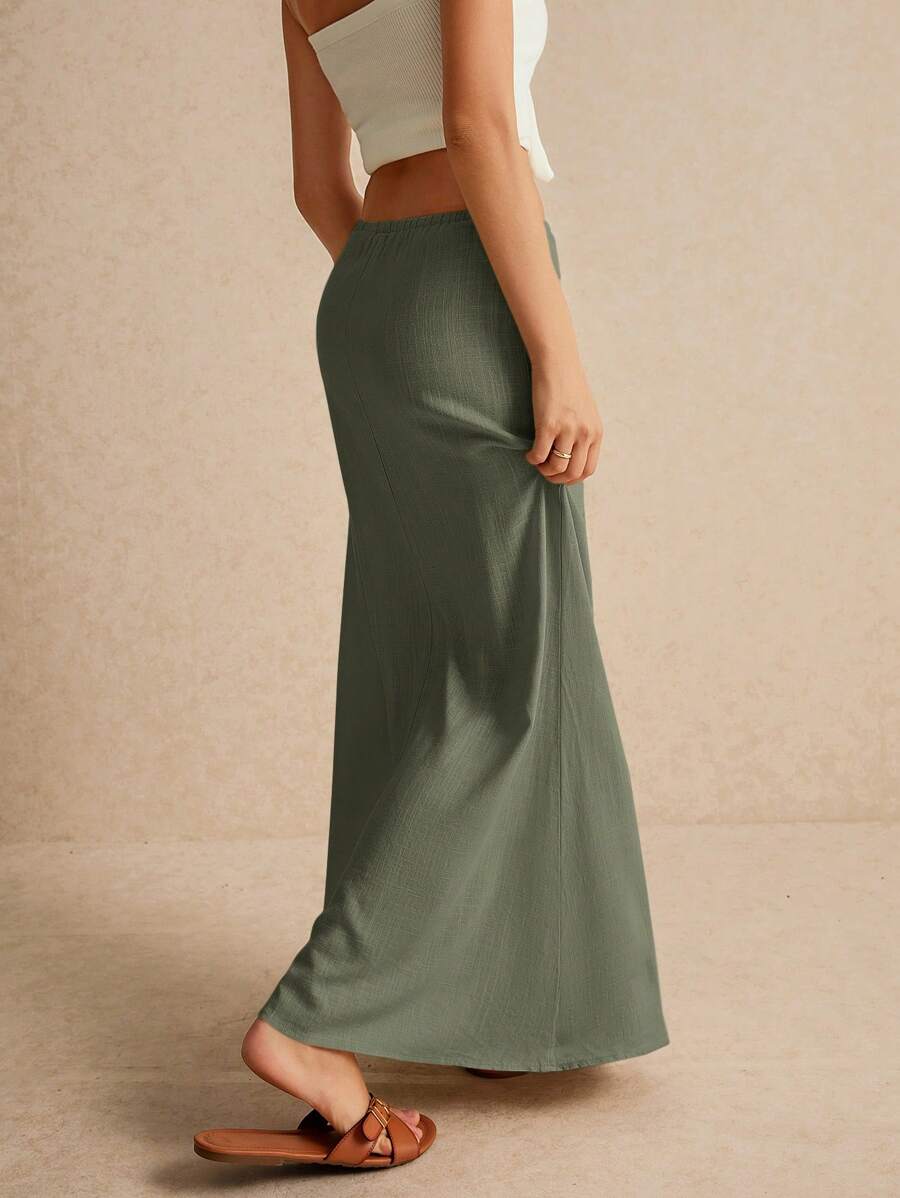 Poéselle Women's Skirt, Floor Length Maxi Skirt, Tie At Waist, Cute Skirt, Low Waist Skirt