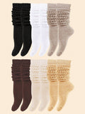 1/3/6 Pairs Women's Fall Autumn Winter Slouch Knit Socks Slouchy Socks Women Scrunch Socks Women Scrunchie Socks Women Crew Socks Delamerican (Apricot, Light Yellow, Khaki, Brown) Compression Socks Comfortable, Warm & Breathable, Fashionable Perfect Gifts For Hiking, Back To School, Halloween & Christmas Xmas, Cozy