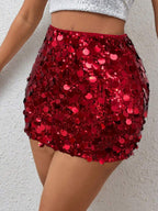 BamGleam Sequin Mini Bodycon Skirt For Holiday Party Clothes