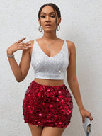 BamGleam Sequin Mini Bodycon Skirt For Holiday Party Clothes
