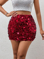 BamGleam Sequin Mini Bodycon Skirt For Holiday Party Clothes