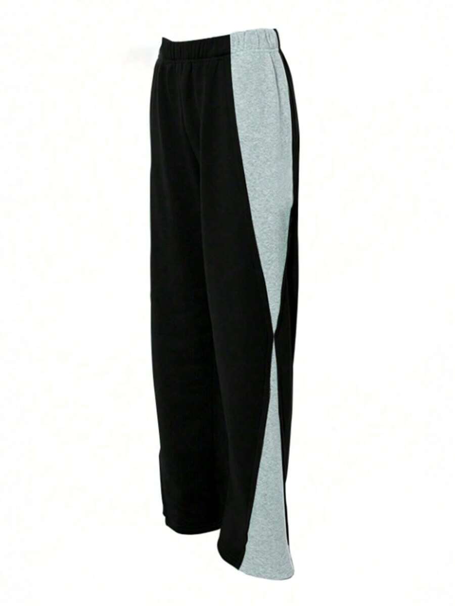 SHEIN Plus Size Casual Splice Colorblock Sweatpants Graduation,Back To School Outfits,Graduation,Teacher Outfits For Women,Back To School Fall Cloth For Women
