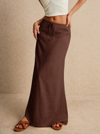 Poéselle Women's Skirt, Floor Length Maxi Skirt, Tie At Waist, Cute Skirt, Low Waist Skirt