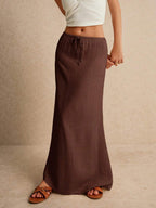 Poéselle Women's Skirt, Floor Length Maxi Skirt, Tie At Waist, Cute Skirt, Low Waist Skirt