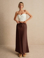 Poéselle Women's Skirt, Floor Length Maxi Skirt, Tie At Waist, Cute Skirt, Low Waist Skirt