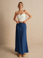 Poéselle Women's Skirt, Floor Length Maxi Skirt, Tie At Waist, Cute Skirt, Low Waist Skirt