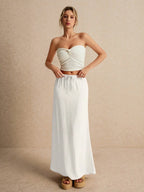 Poéselle Women's Skirt, Floor Length Maxi Skirt, Tie At Waist, Cute Skirt, Low Waist Skirt