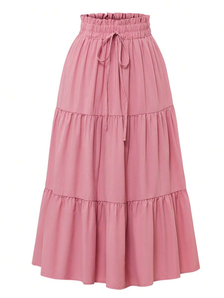 Women's Ditsy Floral Layered Ruffle Elastic Waist Vacation Skirt