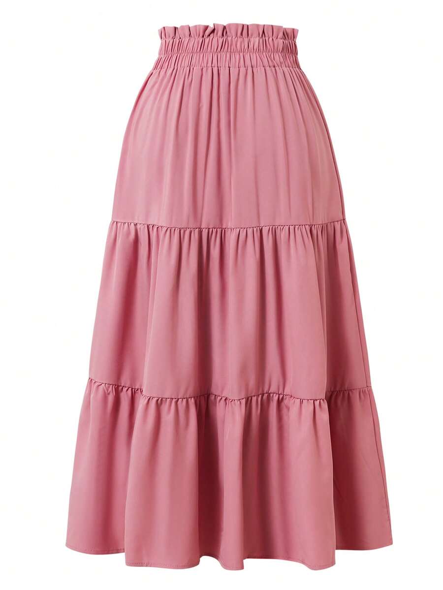 Women's Ditsy Floral Layered Ruffle Elastic Waist Vacation Skirt