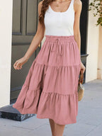 Women's Ditsy Floral Layered Ruffle Elastic Waist Vacation Skirt