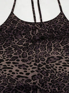 Sweetra Women's Leopard Print Mermaid Hem Fitted Elegant Halter Neck Dress Maxi Women Outfit