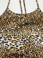 Sweetra Women's Leopard Print Mermaid Hem Fitted Elegant Halter Neck Dress Maxi Women Outfit