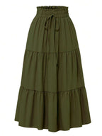 Women's Ditsy Floral Layered Ruffle Elastic Waist Vacation Skirt