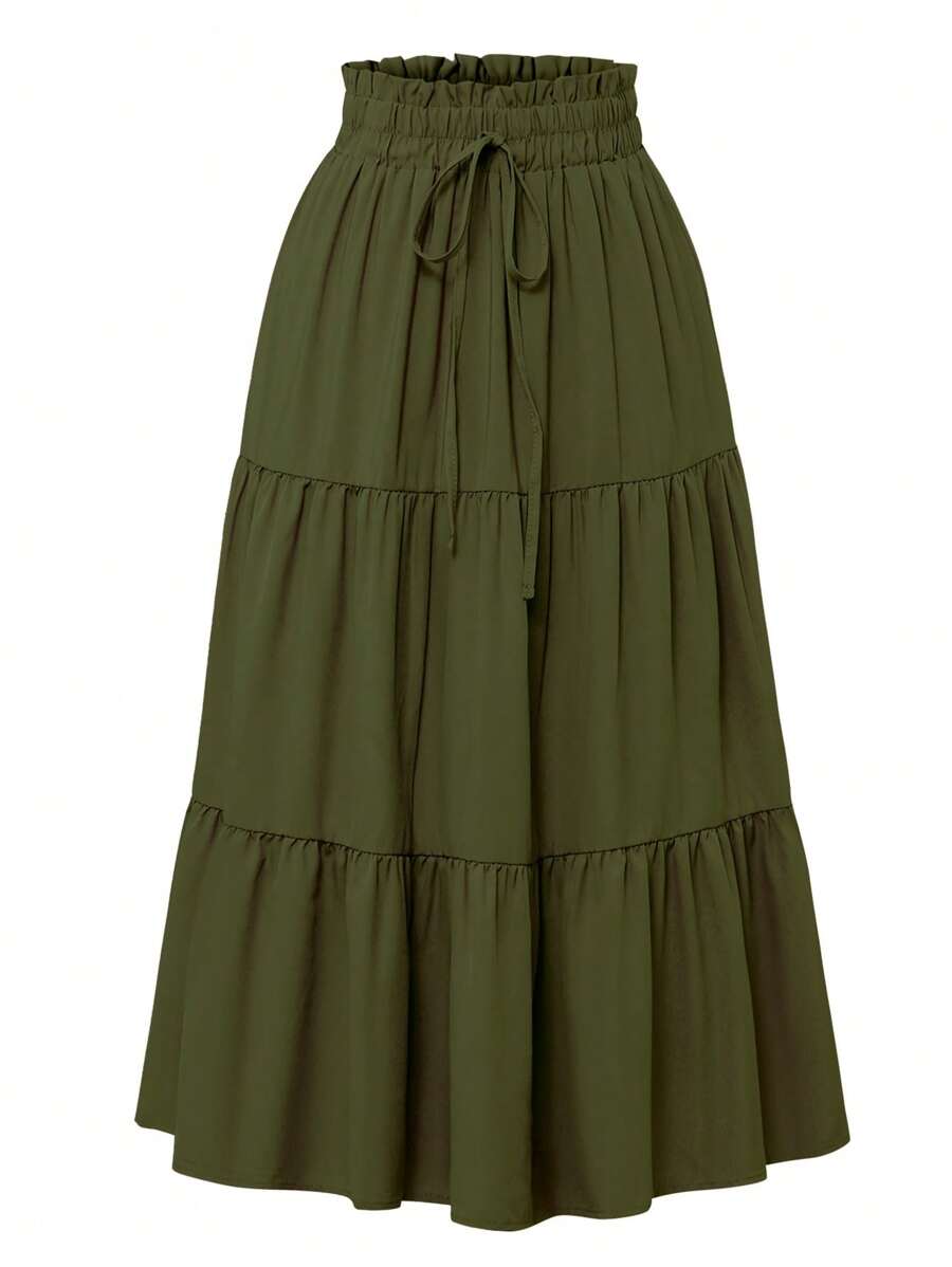 Women's Ditsy Floral Layered Ruffle Elastic Waist Vacation Skirt