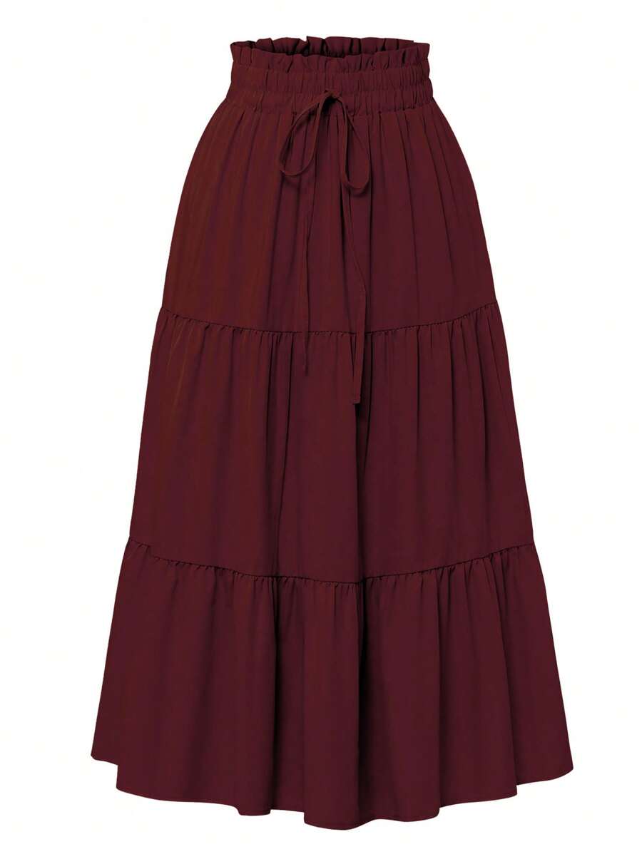 Women's Ditsy Floral Layered Ruffle Elastic Waist Vacation Skirt