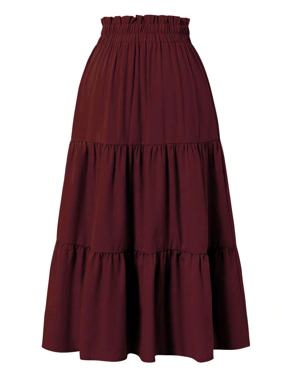 Women's Ditsy Floral Layered Ruffle Elastic Waist Vacation Skirt