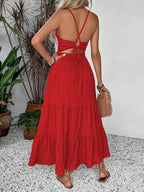 Breezaya Summer Holiday Solid Color Textured Backless Dress For New Year Clothes Maxi Vacation Beach Outfits Women