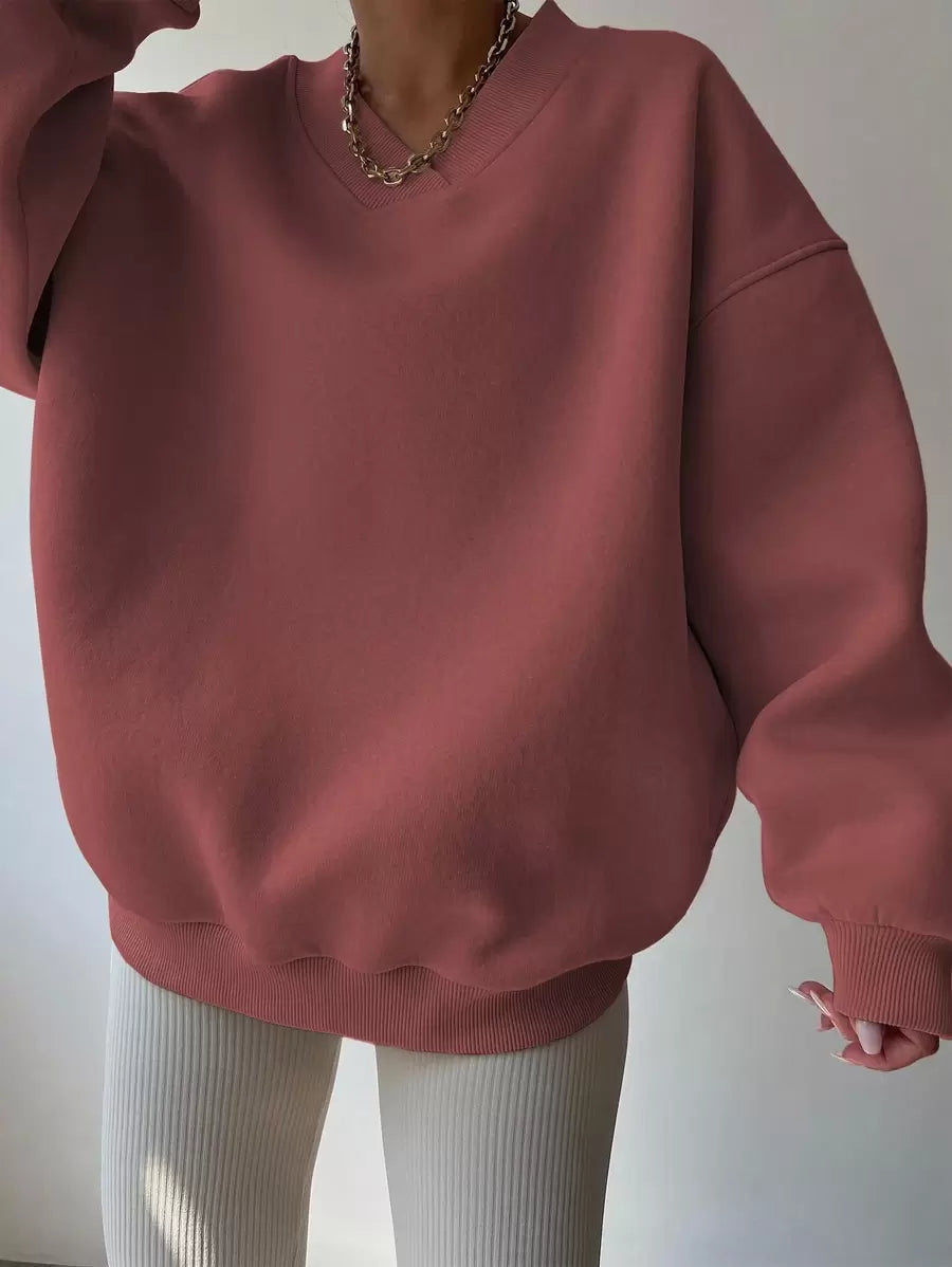 INAWLY Women's Spring And Autumn Loose Fit Casual Pullover With V-Neck And Dropped Shoulders,Ladies Spring/Fall Casual Long Sleeve V Neck Loose Regular Mint Green Drop Shoulder Pullovers Women Hoodies,Long Sleeve Tops Graduation,Back To School Outfits,Graduation,Teacher Outfits For Women,Back To School