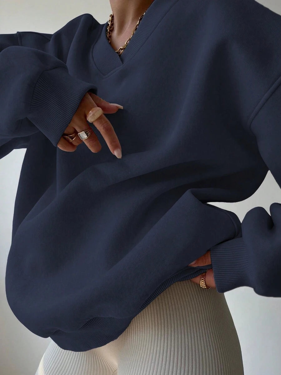 INAWLY Women's Spring And Autumn Loose Fit Casual Pullover With V-Neck And Dropped Shoulders,Ladies Spring/Fall Casual Long Sleeve V Neck Loose Regular Mint Green Drop Shoulder Pullovers Women Hoodies,Long Sleeve Tops Graduation,Back To School Outfits,Graduation,Teacher Outfits For Women,Back To School
