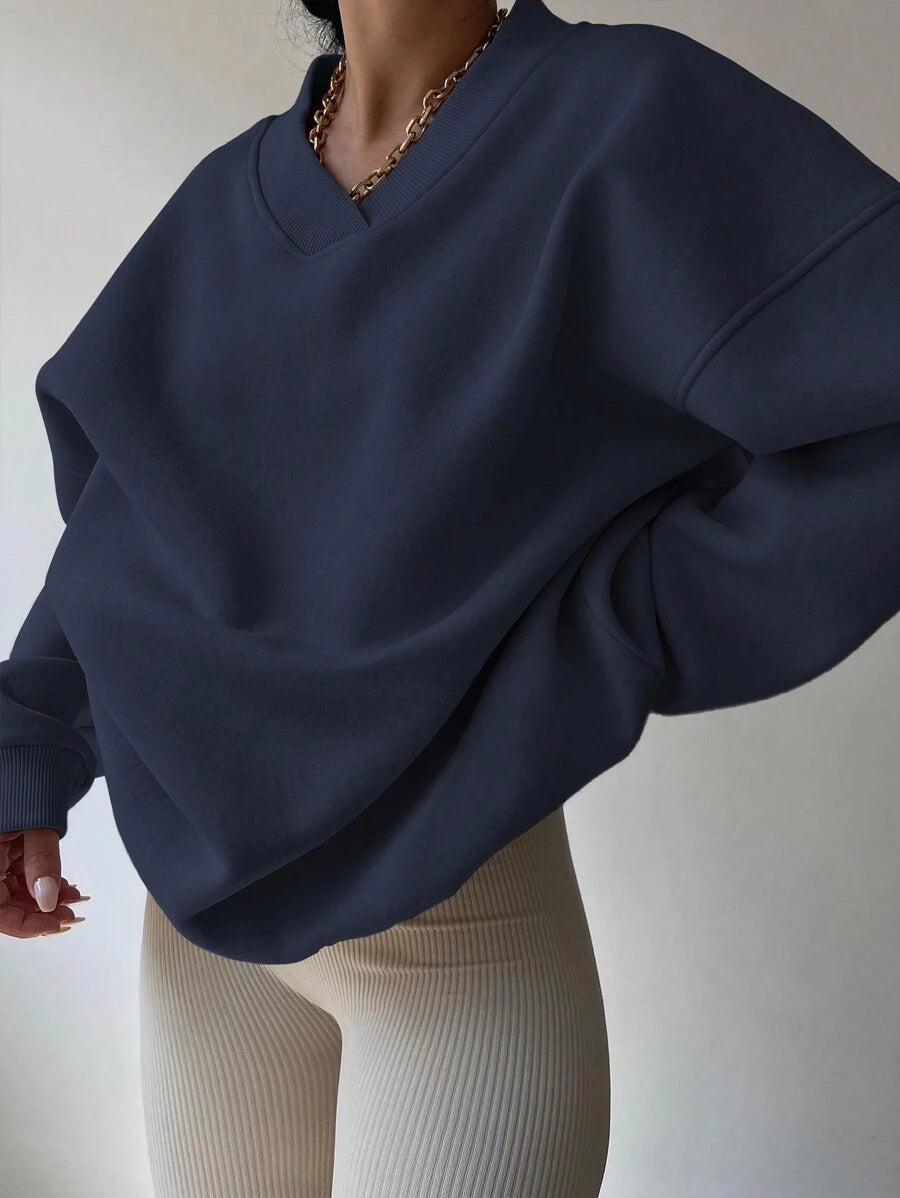 INAWLY Women's Spring And Autumn Loose Fit Casual Pullover With V-Neck And Dropped Shoulders,Ladies Spring/Fall Casual Long Sleeve V Neck Loose Regular Mint Green Drop Shoulder Pullovers Women Hoodies,Long Sleeve Tops Graduation,Back To School Outfits,Graduation,Teacher Outfits For Women,Back To School