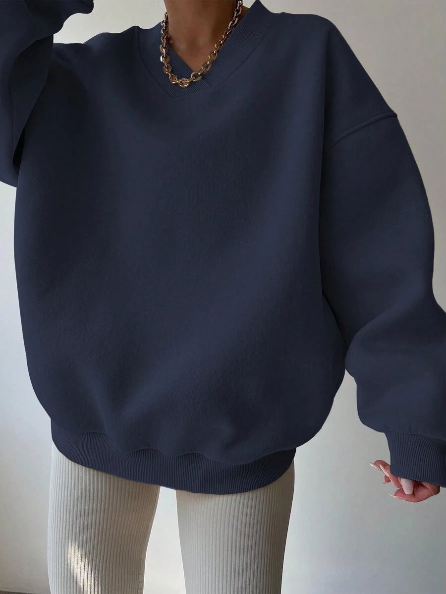 INAWLY Women's Spring And Autumn Loose Fit Casual Pullover With V-Neck And Dropped Shoulders,Ladies Spring/Fall Casual Long Sleeve V Neck Loose Regular Mint Green Drop Shoulder Pullovers Women Hoodies,Long Sleeve Tops Graduation,Back To School Outfits,Graduation,Teacher Outfits For Women,Back To School