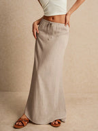 Poéselle Women's Skirt, Floor Length Maxi Skirt, Tie At Waist, Cute Skirt, Low Waist Skirt