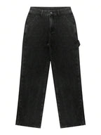 NVFelix Women's Loose Straight Leg Jeans, Distressed Wash, Elegant & Fashionable, Y2K Outdoor Style, Blue, Suitable For Winter, Thanksgiving And New Year Wear